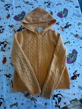 Bloomingdale's Cable-Knit Cashmere Zip Hoodie - Camel/Tan